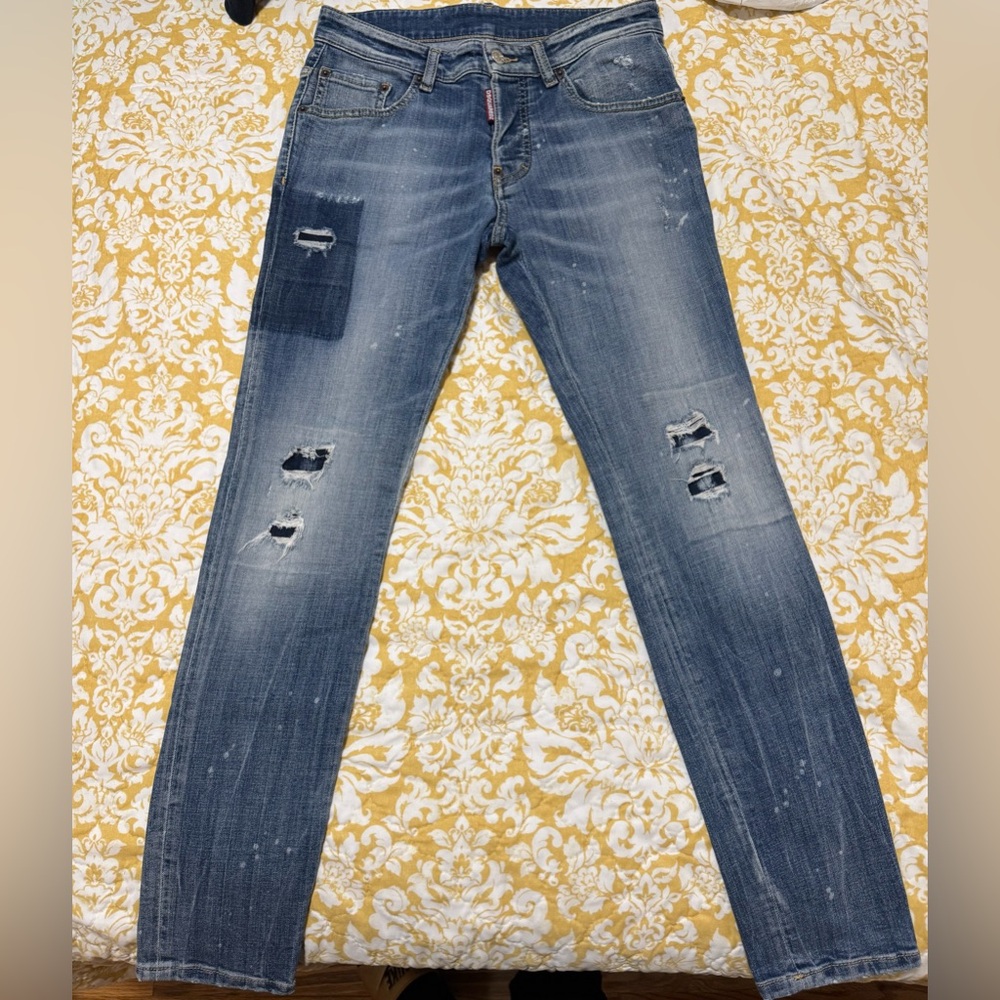 DSQUARED2 Blue Distressed Skinny Jeans